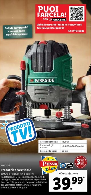 Lidl Parkside Fresatrice verticale offerta