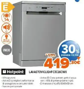 Expert Hotpoint LavastoviglieHFC3C26CWX offerta