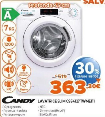 Expert Candy Lavatrice Slim CSS4127TWME111 offerta
