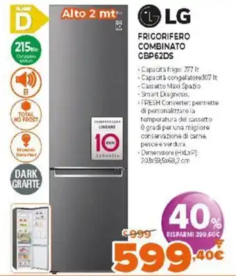 Expert LG Frigorifero Combinato GBP62DS offerta