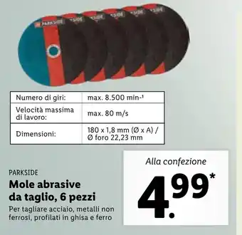 Lidl Parkside Mole abrasive da taglio, 6 pezzi offerta