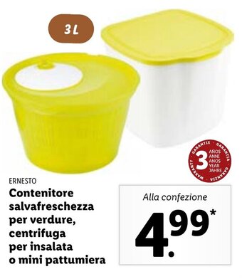 Lidl Ernesto Contenitore salvafreschezza per verdure, centrifuga per insalata o mini pattumiera offerta