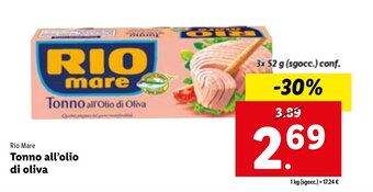 Lidl Rio Mare Tonno all'olio di oliva 3x 52 g offerta