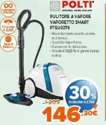 Expert Polti Pulitore A Vapore Vaporetto Smart PTEU0276 offerta