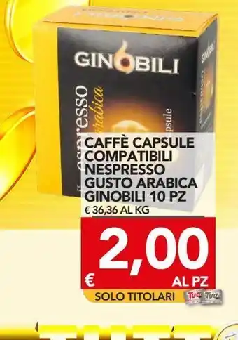 TuoDi Caffè capsule compatibili nespresso gusto arabica ginobili 10 pz offerta