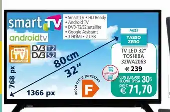 Il Gigante Tv led 32'' toshiba 32wa2063 offerta