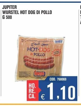 Adhoc Jupiter wurstel hot dog di pollo offerta