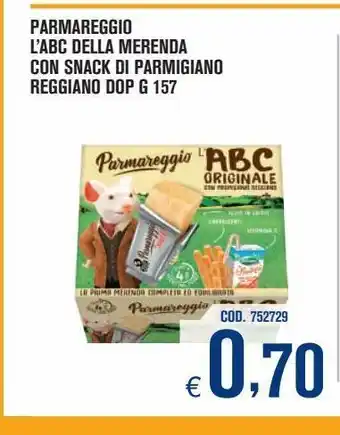 Adhoc Parmareggio l'abc della merenda con snack di parmigiano reggiano dop offerta