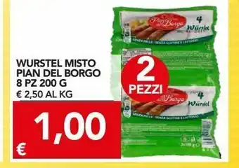 Wurstel misto pian del borgo pian del borgo 8 pz 200 g