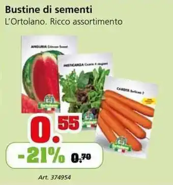 Bustine di sementi L'Ortolano. Ricco assortimento
