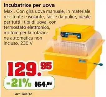Maxi Incubatrice per uova 230 V