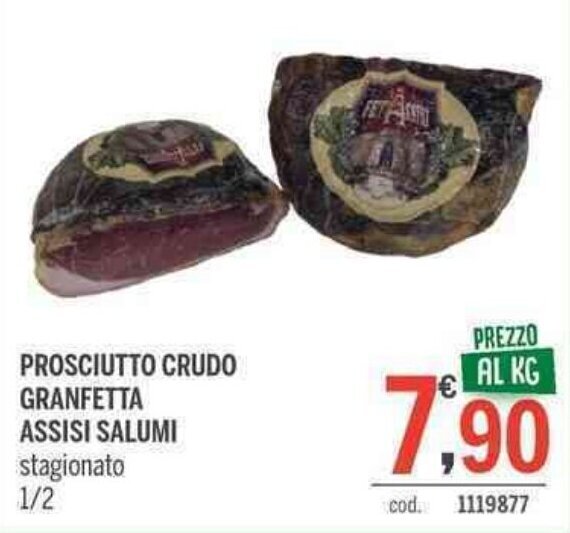 Assisi Salumi Prosciutto Crudo Granfetta stagionato 1/2 offerta di