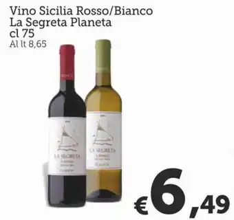 La Segreta Vino Sicilia Rosso/Bianco Planeta cl 75