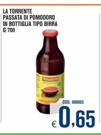 Adhoc La torrente passata di pomodoro in bottiglia tipo birra offerta