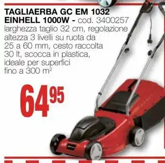 Mondo Brico Tagliaerba gc em 1032 einhell 1000w offerta