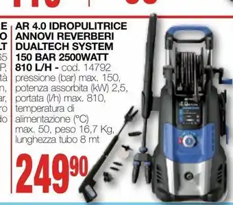 Ar 4.0 idropulitrice annovi reverberi dualtech system 150 bar 2500watt