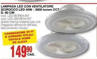 Mondo Brico Lampada led con ventilatore scirocco led 40w - 3600 lumen cct offerta