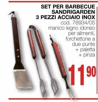 Mondo Brico Set per barbecue sandrigarden 3 pezzi acciaio inox offerta