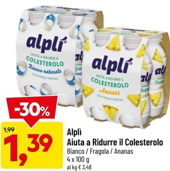 Alplì Aiuta A Ridurre IL Colesterolo Bianco / Fragola / Ananas 4 x 100 g