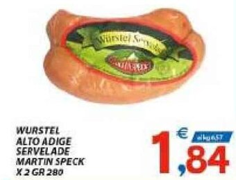 Vivo Supermercati Wurstel Alto Adige Servelade Martin Speck x 2 gr 280 offerta