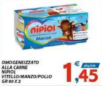 Vivo Supermercati Omogeneizzato Alla Carne Nipiol Vitello/Manzo/Pollo gr 80 x 2 offerta