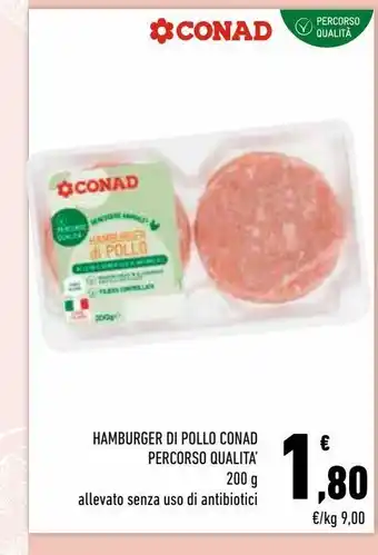 Conad City Hamburger di pollo conad percorso qualità 200 g offerta