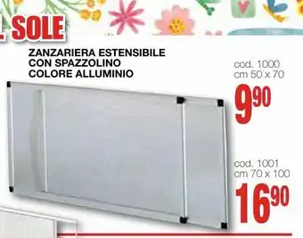 Mondo Brico Zanzariera estensibile con spazzolino colore alluminio 50x70cm offerta