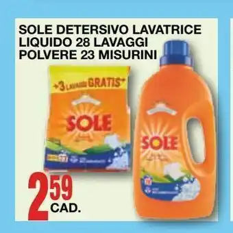 Mondo Brico Sole detersivo lavatrice liquido 28 lavaggi polvere 23 misurini offerta