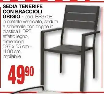 Mondo Brico Sedia tenerife con braccioli grigio offerta