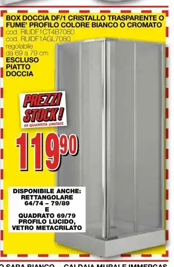 Box doccia df/1 cristallo trasparente fume profilo colore bianco o cromato