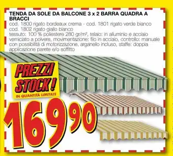 Mondo Brico Tende da sole da balcone 3x2 barra quadra a bracci offerta