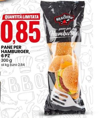 Eurospin Il Braciere Pane per Hamburger, 6 pz 300 g offerta