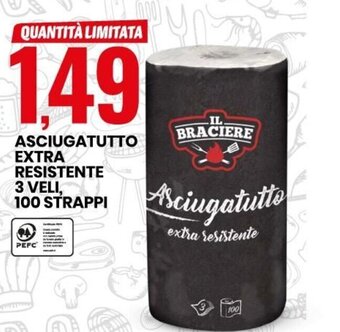 Eurospin Il Braciere Asciugatutto Extra Resistente 3 Veli, 100 Strappi offerta
