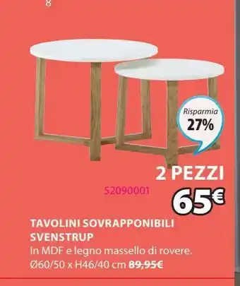 JYSK Tavolino sovrapponibili svenstrup offerta