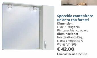 Bricocenter Specchio contenitore un’anta con faretti offerta