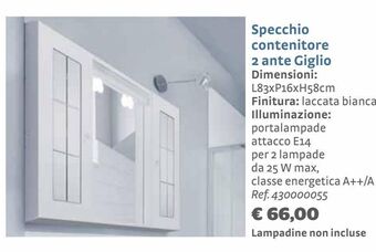 Specchio contenitore 2 ante giglio