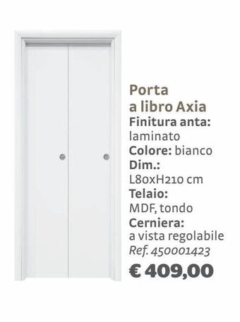 Porta a libro axia finitura anta: laminato colore: bianco