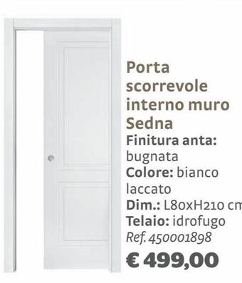 Bricocenter Porta scorrevole interno muro sedna finitura anta: bugnata colore: bianco laccato offerta