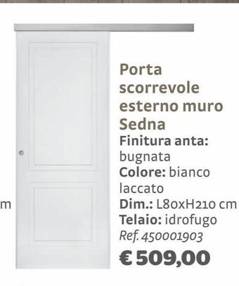 Bricocenter Porta scorrevole esterno muro sedna finitura anta: bugnata colore: bianco laccato offerta