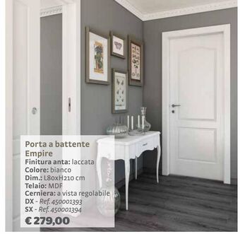 Bricocenter Porta a battente empire finitura anta: laccata colore: bianco offerta