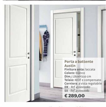Bricocenter Porta a battente austin finitura anta: laccata colore: bianco offerta