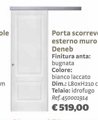Bricocenter Porta scorrevole esterno muro deneb finitura anta: bugnata colore: bianco laccato offerta