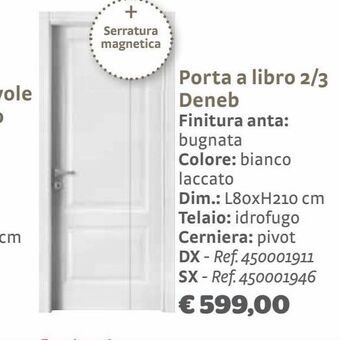 Bricocenter Porta a libro 2/3 deneb finitura anta: bugnata colore: bianco laccato offerta