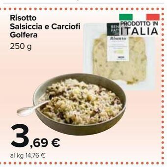 Carrefour Market Risotto salsiccia e carciofi golfera offerta