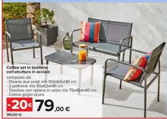 Coffee set in textilene con struttura in acciaio