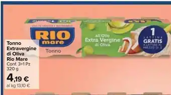 Carrefour Market Tonno extravergine di oliva rio mare offerta