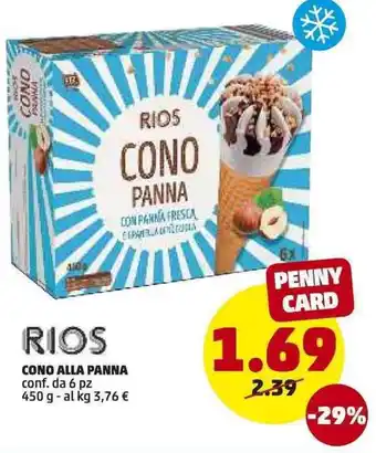 PENNY Rios Cono Alla Panna 450g offerta