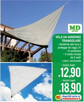 MD Discount Vela da Giardino Triangolare 3x3x3 metri offerta