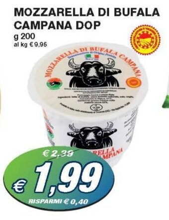 Prix Quality Mozzarella di Bufala Campana DOP 200 g offerta