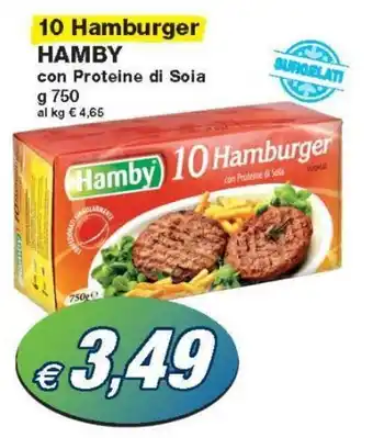 Prix Quality Hamby 10 Hamburger 750 g offerta